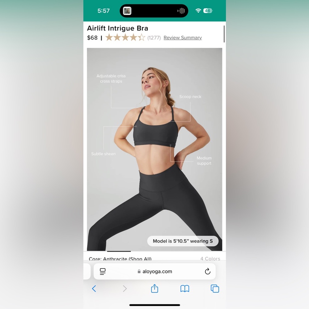 Alo charcoal sports bra